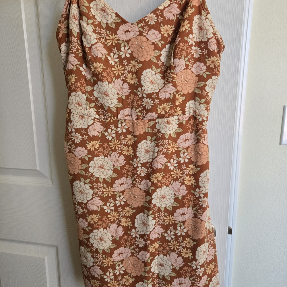 Hollister Floral Mini Dress in Brown and Pink